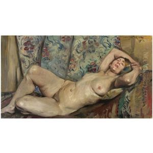 Liegender Weiblicher Akt (reclining Nude) by Lovis (Franz Heinrich Louis) Corinth