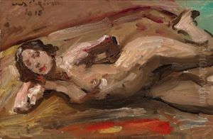 Liegender Weiblicher Akt by Lovis (Franz Heinrich Louis) Corinth