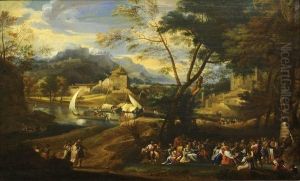 Fete Villageoise Devant Un Bourg Pres D'une Riviere by Angeluccio