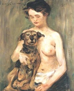 Kvinna Med Hund by Lovis (Franz Heinrich Louis) Corinth