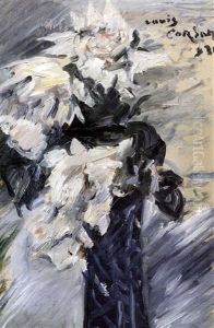 Blaue Vase Mit Dahlien