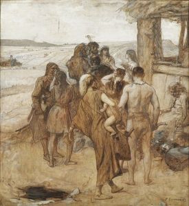 Etude Pour L'age De Bronze: Les Fermiers (study) by Fernand Cormon