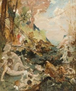 Scene De Chasse A Courre Perturbant Le Bain Des Nymphes
