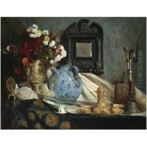 Still Life With Coffee Service And Hookah by Fernand Cormon