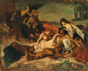 La Mort De Ravana (+ Etude De Tetes, Verso) by Fernand Cormon
