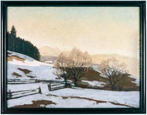 Landschaft Mit Schneefeldern by Max Angerer