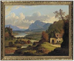 A Scenic Lanscape Overmantel Painting
