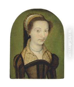 Portrait Of A Lady, Traditionally Identified As Louise De Halluin, Dame De Cipierre (d. 1585), Bust-length, In A Brown Gown With A Decorated Partlet, A Hood With A Pearled Billament, And A Pearl Necklace
