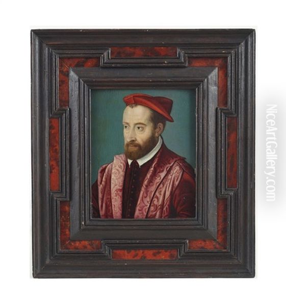 Portrait Of A Cardinal, Traditionally Said To Be Cesare Borgia (1475-1507), Bust Length, Against A Blue Background - view 1
