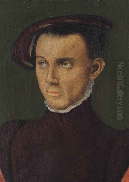 Portrait Of A Gentleman, Half-length, In A Red Coat And Cap - view 1