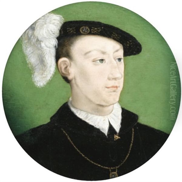 Portrait Of A Young Man, Head And Shoulders, In A Black Feathered Cap - view 1