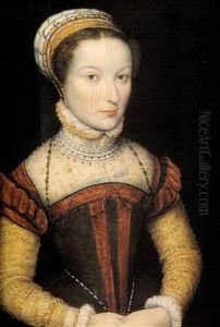 Portrait De Jeune Femme A La Robe Ornee De Colliers De Perles by  Corneille de Lyon