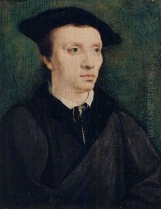 Portrait Of A Man Wearing Black, With A Black Cap by Corneille de Lyon