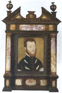 Portrait Of A Bearded Man Wearing A Black Slashed Doublet With Gold Braid Portrait Of A Bearded Man Wearing A Black Slashed Doublet With Gold Braid