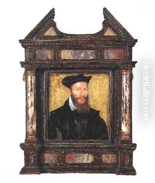 Portrait D'homme Barbu Au Chapeau Sur Fond Vert - view 1