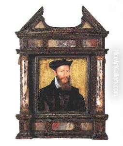 Portrait D'homme Barbu Au Chapeau Sur Fond Vert Portrait D'homme Barbu Au Chapeau Sur Fond Vert