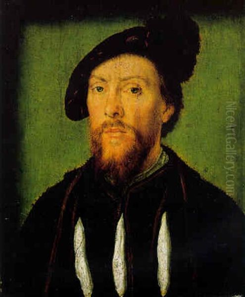 Portrait Of A Gentleman, Small Bust-length, Wearing A Gold-embroidered Tunic - view 1