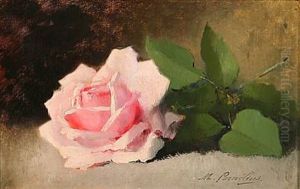 A Pink Rose On A Table by Marie-Lucie Cornelius
