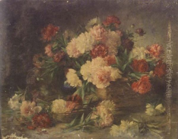 Pivoines Dans Un Panier D'osier - view 1