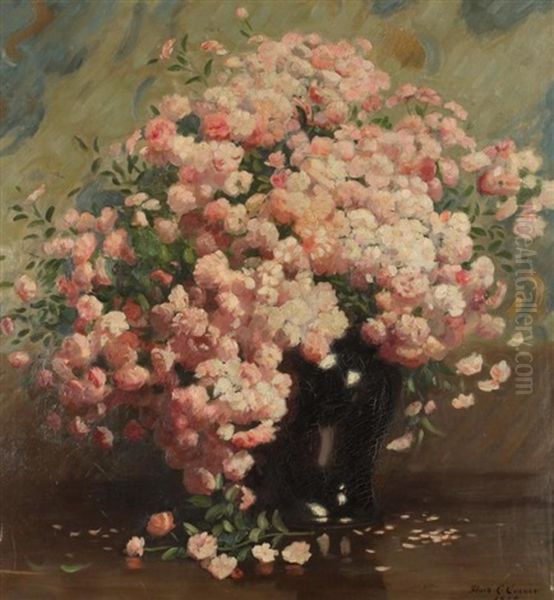 Pink Cherry Blossoms In Vase - view 1