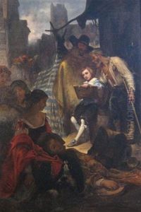 Street Scene With Young Artist by Jules Cornilliet