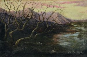Sunset Landscape With Trees (possibly Gloucester) by Paul Cornoyer