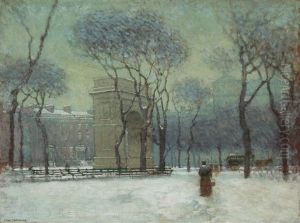 Washington Square In Winter by Paul Cornoyer