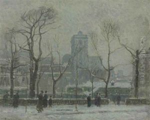 Winter Bryant Park by Paul Cornoyer