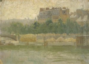 Hay Scows, Paris by Paul Cornoyer