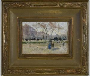 Park Scene, New York City by Paul Cornoyer