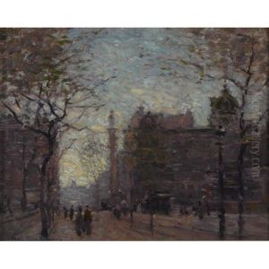 Rainy Day, Columbus Circle (study) by Paul Cornoyer