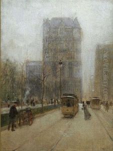 New York Street Scene by Paul Cornoyer