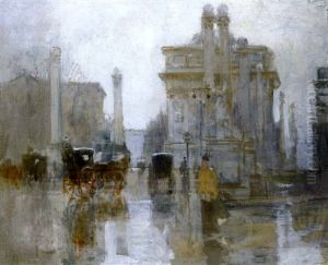 After The Rain, The Dewey Arch, Madison Square Park, New York by Paul Cornoyer