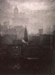 New York Skyline At Dusk by Paul Cornoyer
