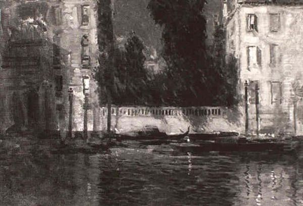A Venetian Canal At Night - view 1