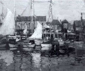 Sailboats In Dock by Paul Cornoyer