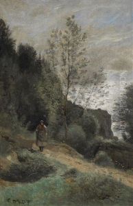 The Lady In Red by Jean-Baptiste-Camille Corot