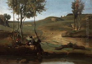 The Lady In Red by Jean-Baptiste-Camille Corot