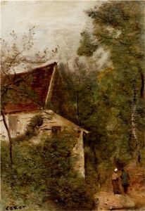 The Lady In Red by Jean-Baptiste-Camille Corot