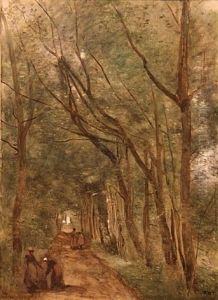 The Lady In Red by Jean-Baptiste-Camille Corot