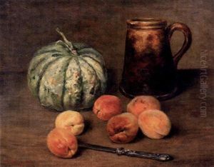 Stilleben, Pumpa Och Persikor