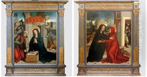 La Visitation La Nativite (+ L'adoration Des Bergers; Pair) by Juan Correa de Vivar