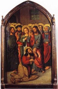 Saint Thomas Aux Pieds Du Christ Entoure De La Vierge Et Des Apotres by Juan Correa de Vivar