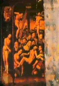 Le Descente De Croix Entre La Flagellation Et Le Portement De La Croix, Avec Deux Scens De La Vie De Job En Medaillon by Juan Correa de Vivar