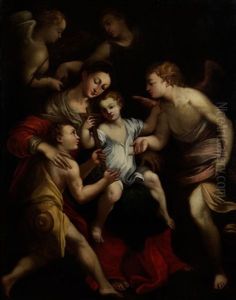 Das Jesuskind Auf Dem Schoss Der Maria Mit Engeln