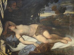 Nymphe Guettee Par Deux Satyres by Antonio Allegri da Correggio