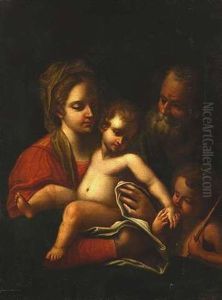 Die Heilige Familie Mit Dem Johannesknaben by Antonio Allegri da Correggio
