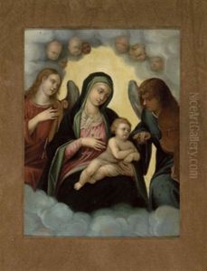 Maria Mit Kind Auf Wolkenbank, Umgeben Von Musizierenden Engeln