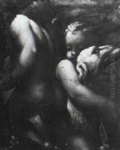 Due Eroti Che Scherzano Con Un Cane by Antonio Allegri da Correggio