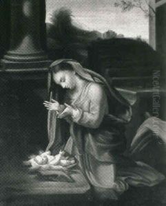 The Madonna Adoring The Christ Child by Antonio Allegri da Correggio